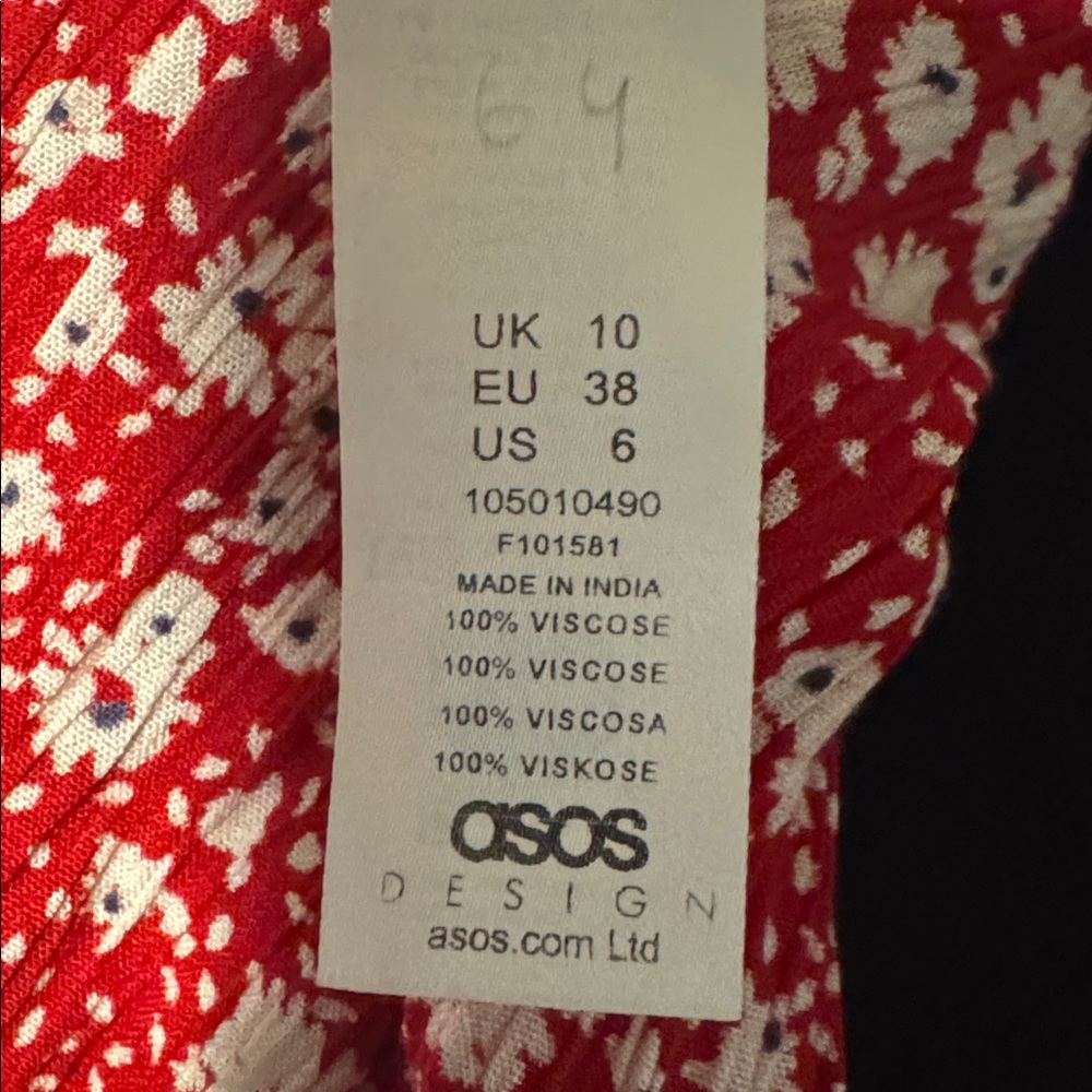 ASOS Red Floral Long Sleeve Dress - Picture 9 of 11